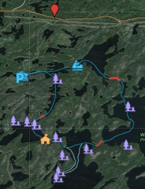 ELA Experimental Lakes Area Stewart Lake Loop Canoe Trip Map