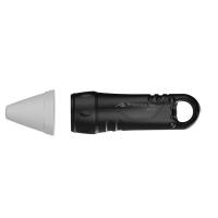 Bright, waterproof flashlight with snap-on light diffuser and built-in bottle opener!