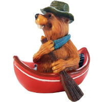 A happy paddler in his canoe, this beaver will go out paddling anytime, anywhere! A full colour tabletop ceramic figurine.